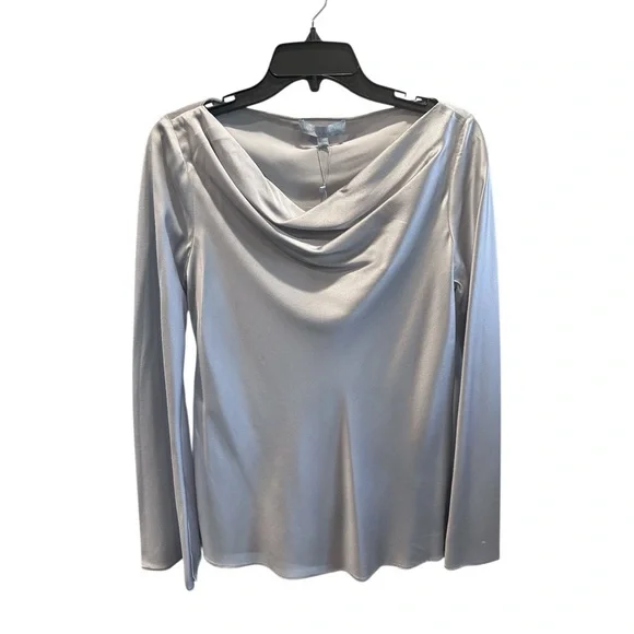 NWT Antonio Melani Shimmering Ice Silk Cowl Neck Blouse – Silver | Size M - Picture 3 of 8